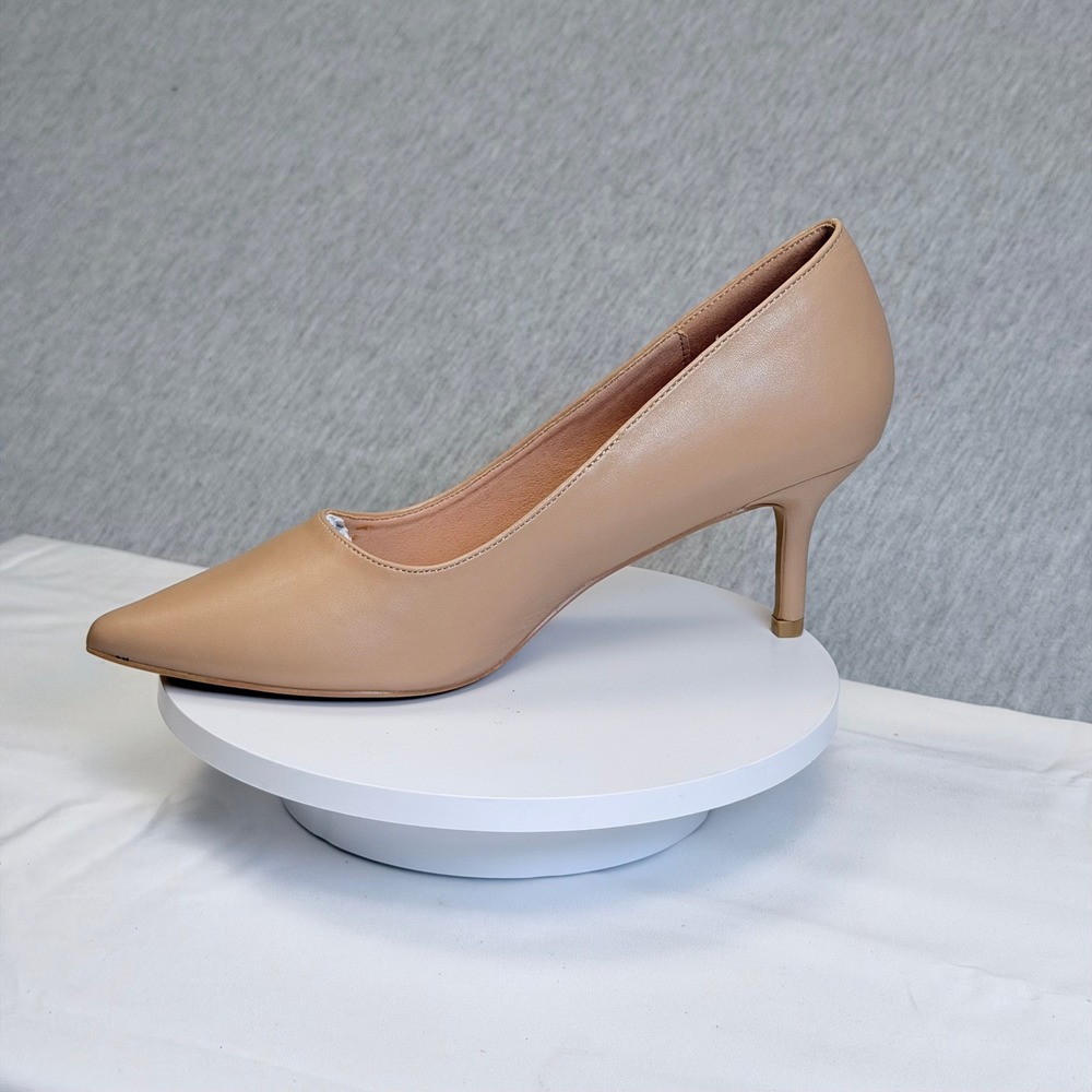 French Connection Kate Nude Pointed Toe Pumps Vegan Leather Heels Size 8.5 NEW